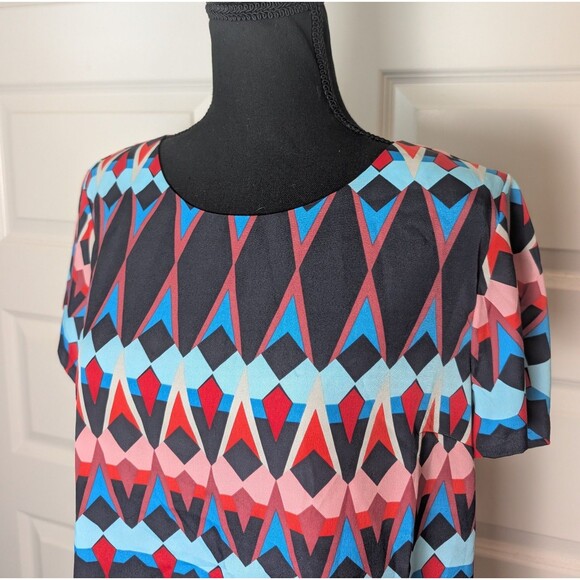 J Crew Blouse Size S Geometric Print Modern Short Sleeve Top Career - Picture 4 of 8